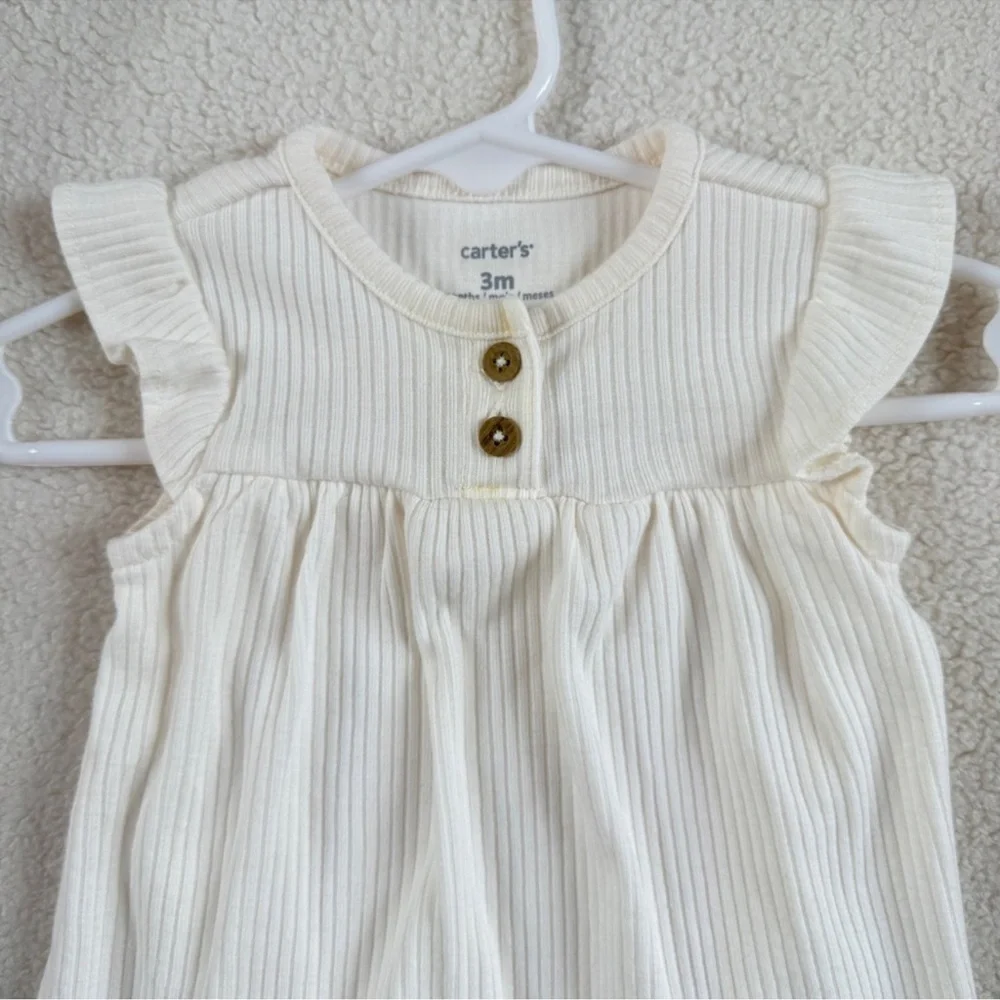 Ribbed Cream Dress and Gray Cardigan Set